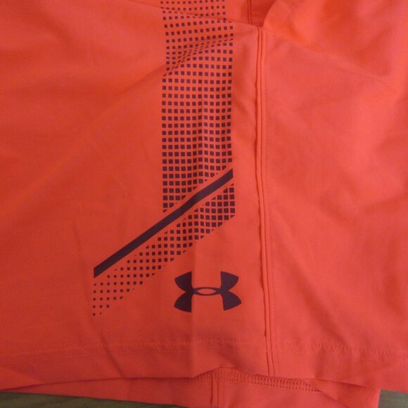 Under Armour Swim Trunks Mens Large Heat Gear Neon Orange Summer Preppy Pockets - Picture 9 of 9